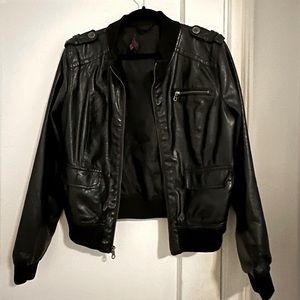 Leather bomber jacket